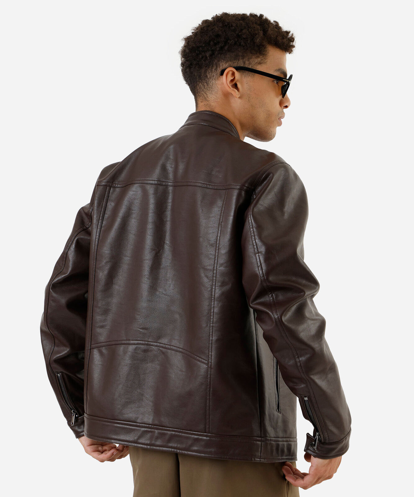 jaqueta masculina de poliuretano marrom