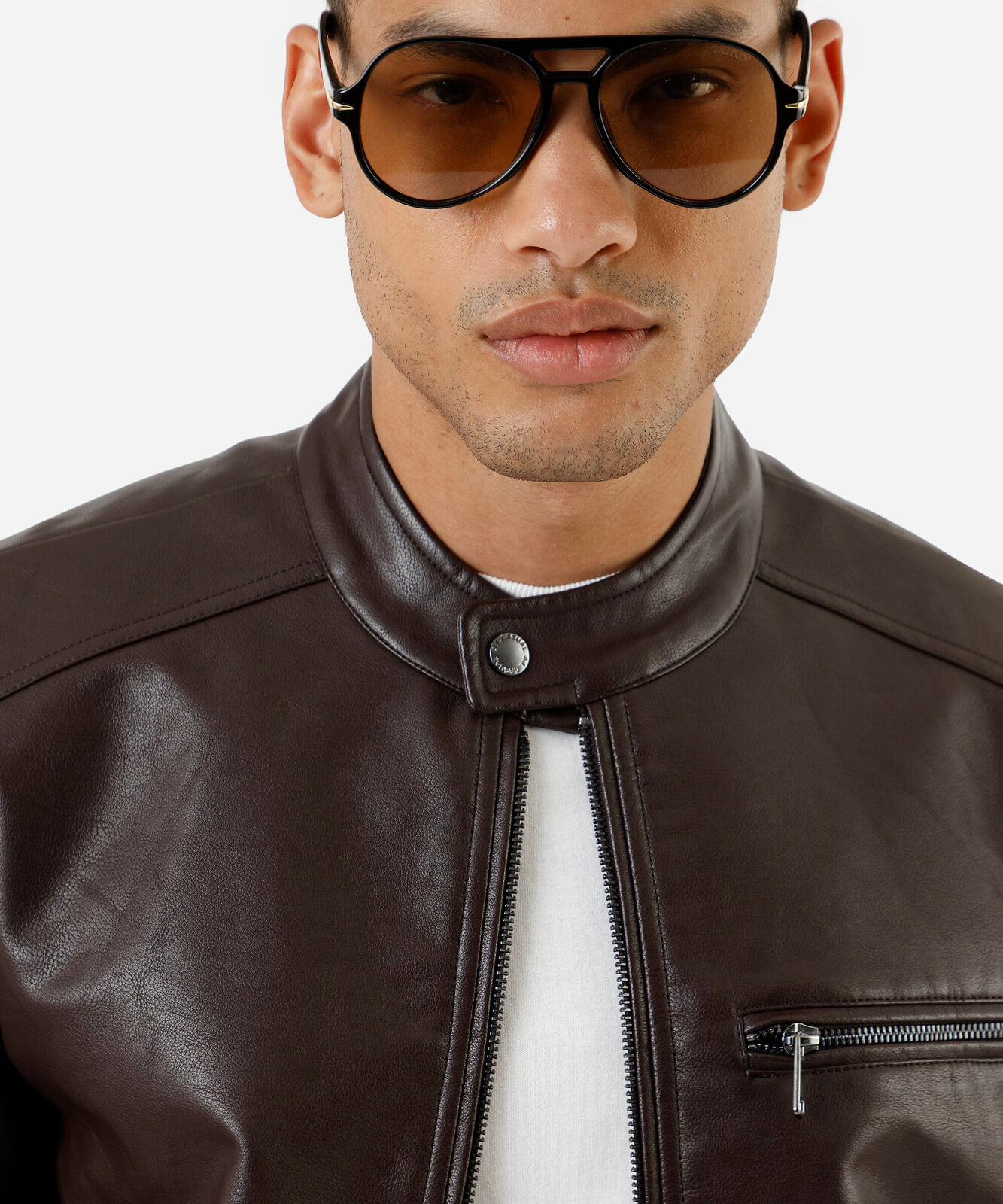 jaqueta masculina de poliuretano marrom