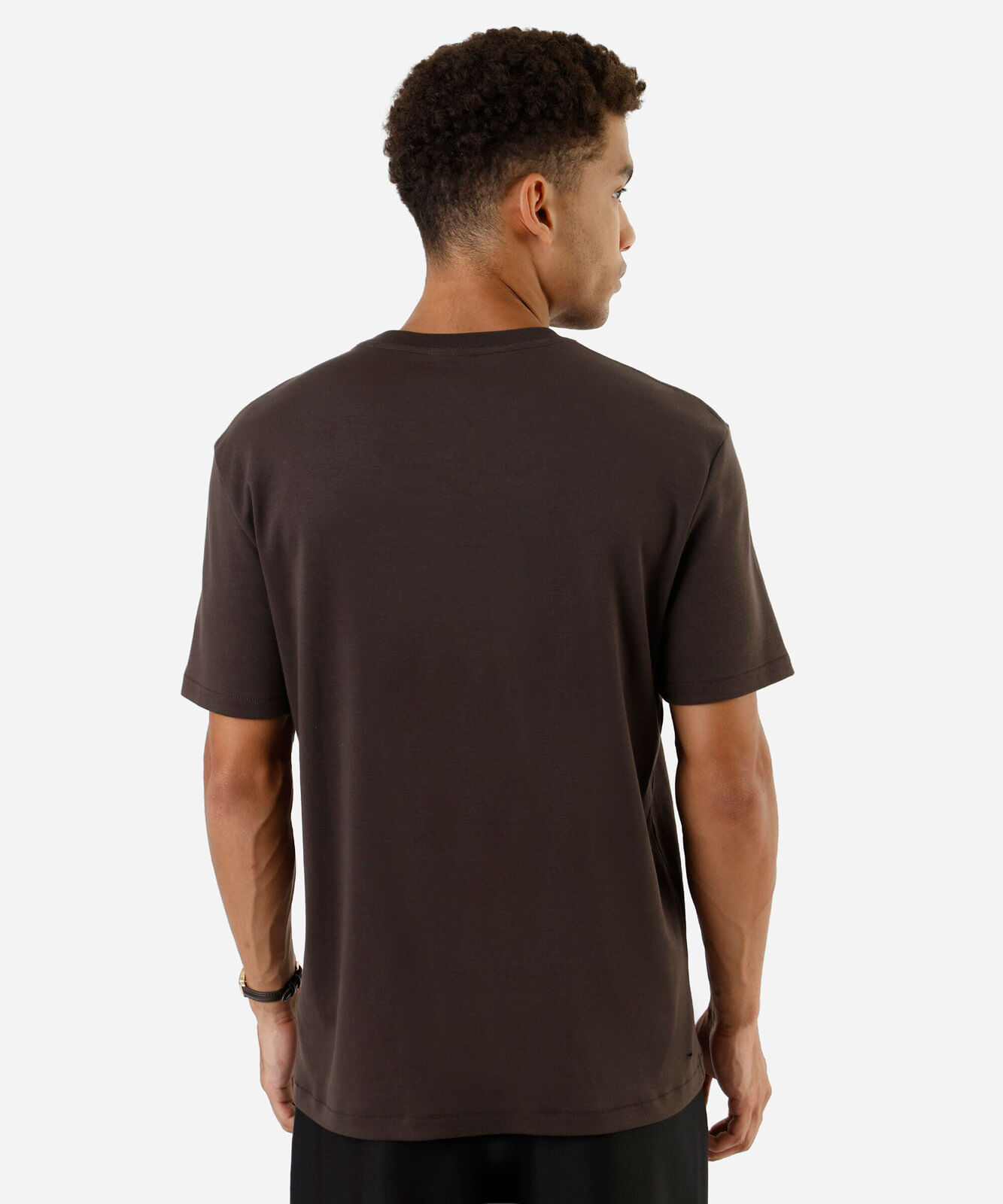 camiseta de algodão peruano bold manga curta marrom