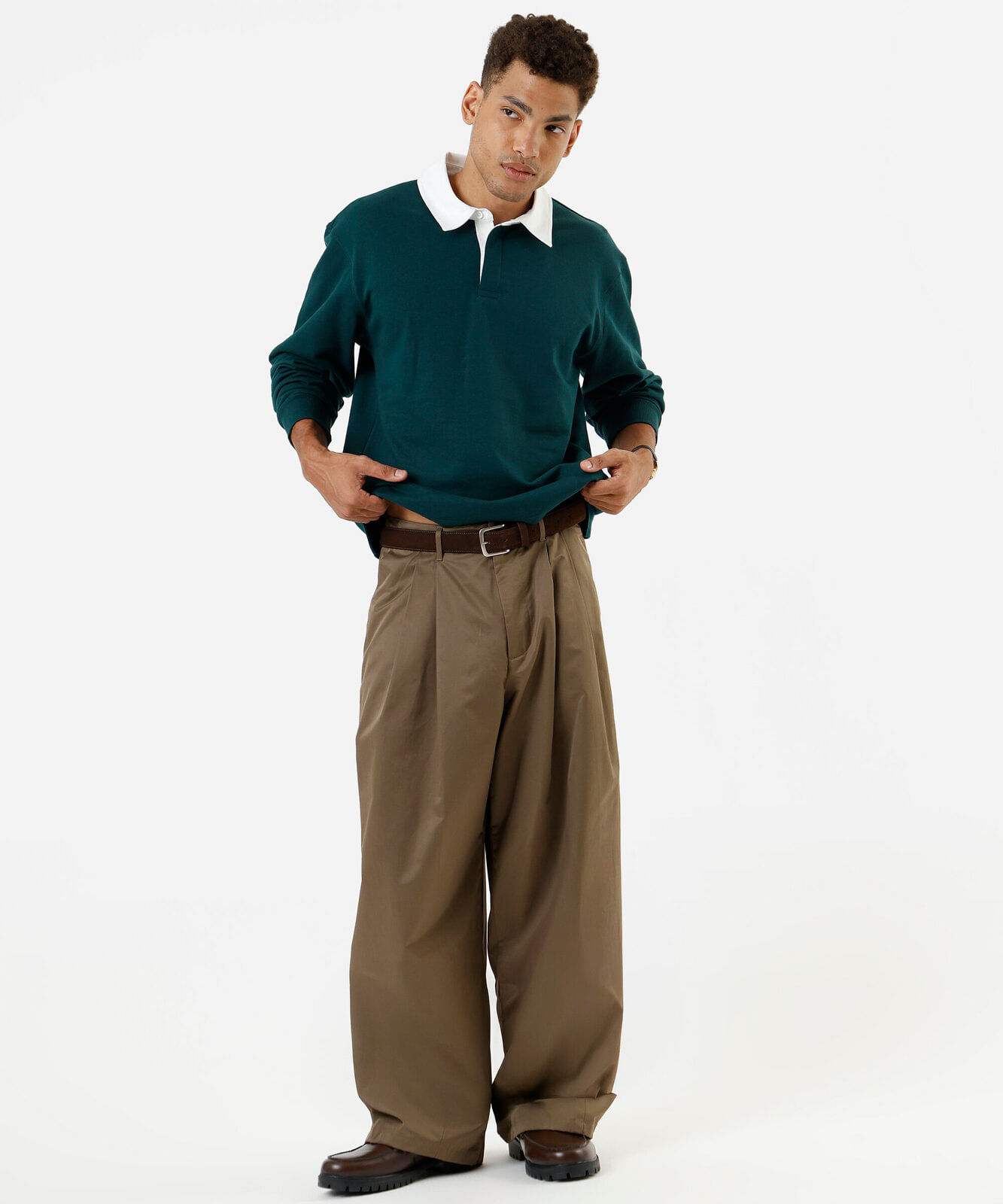 polo masculina de moletom manga longa verde