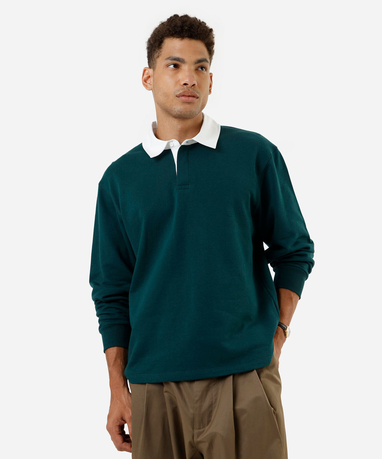 polo masculina de moletom manga longa verde