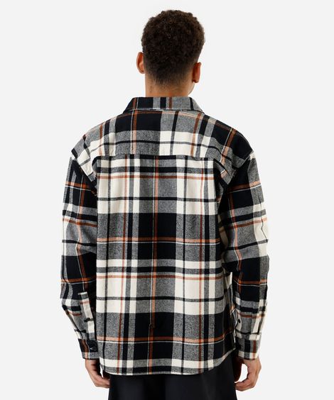 camisa masculina de algodão xadrez marrom