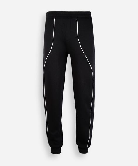 calça jogger juvenil de moletom com nervuras preta