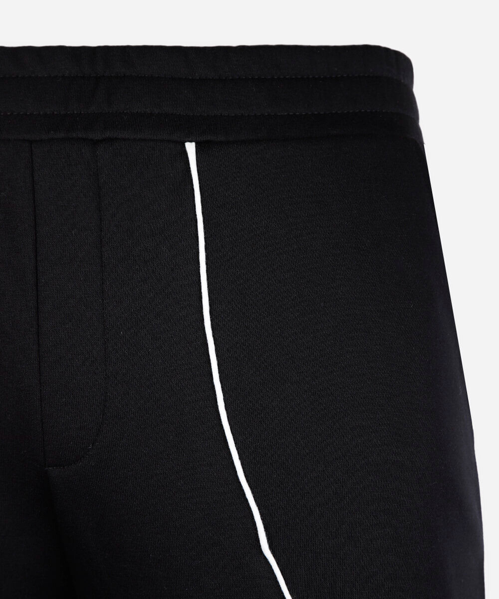 calça jogger juvenil de moletom com nervuras preta