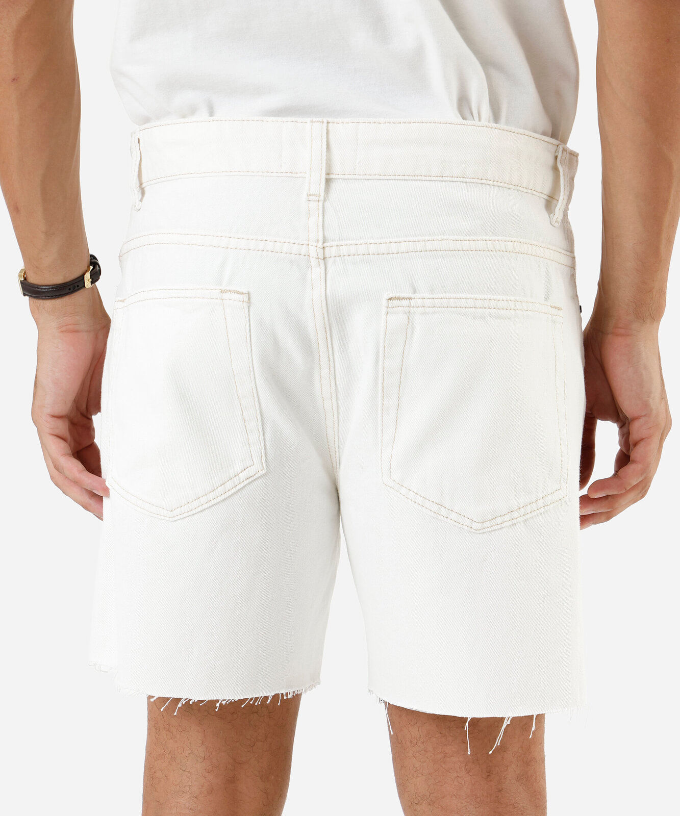 short masculino de sarja com barra a fio off white