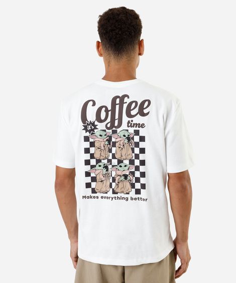 camiseta masculina com algodão baby yoda off white