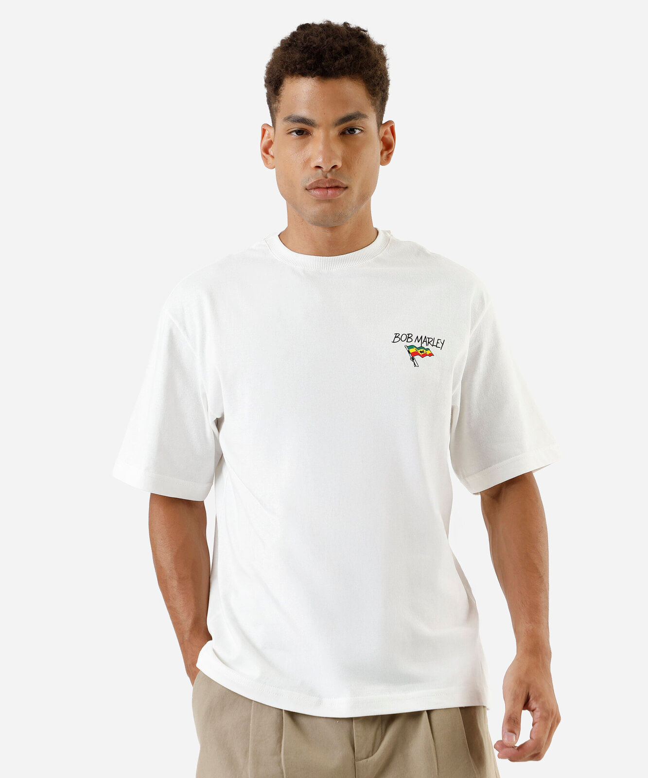 camiseta masculina de algodão bob marley off white