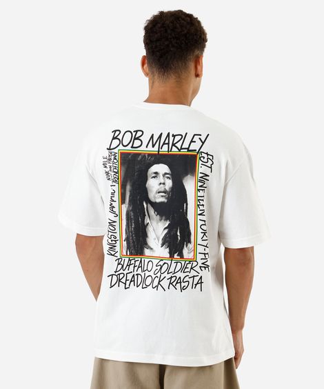 camiseta masculina de algodão bob marley off white