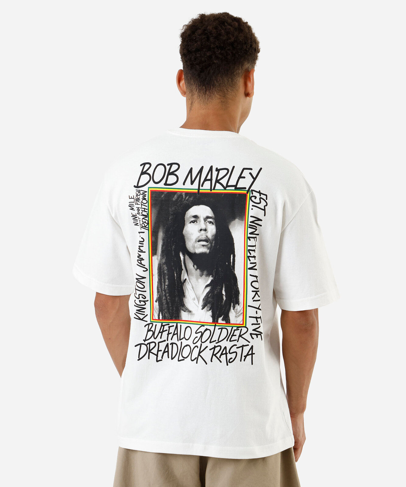 camiseta masculina de algodão bob marley off white