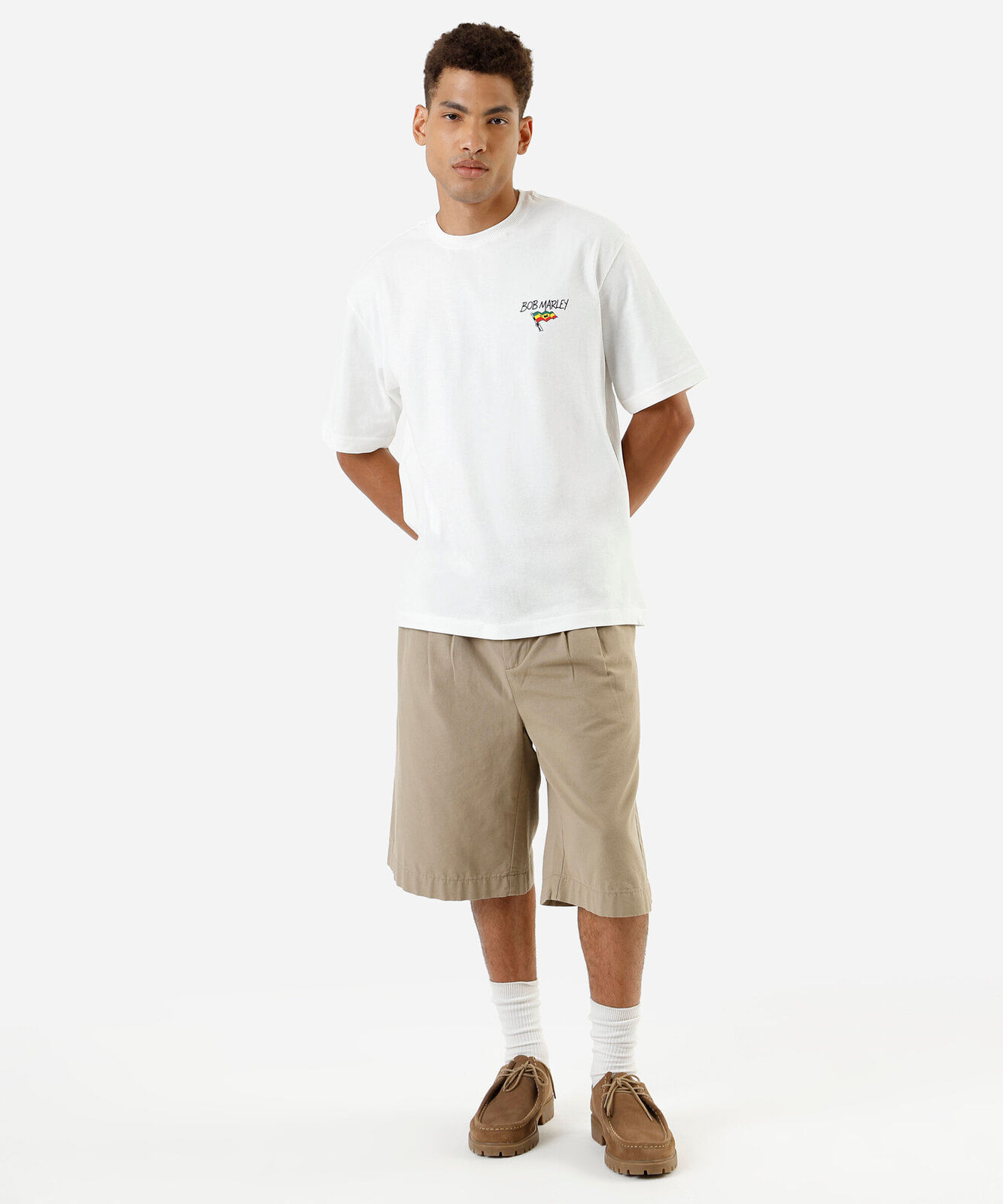 camiseta masculina de algodão bob marley off white