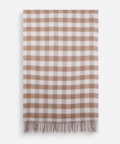 cachecol feminino xadrez bege