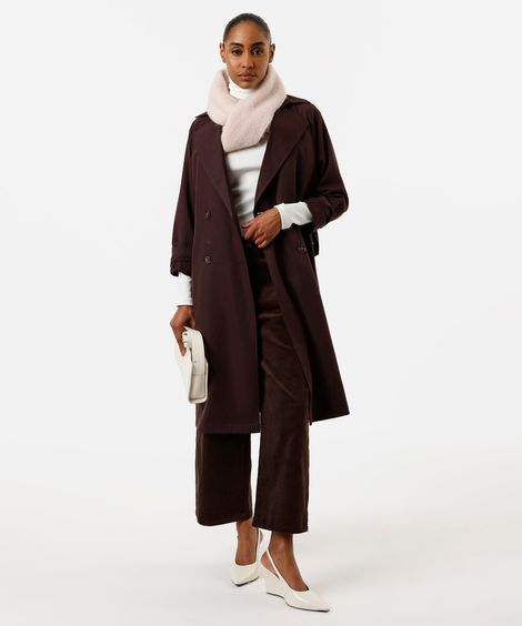 casaco trench coat midi feminino marrom