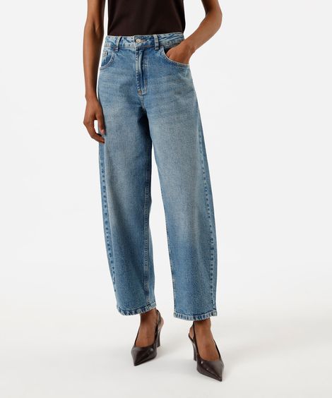 calça baggy feminina jeans azul