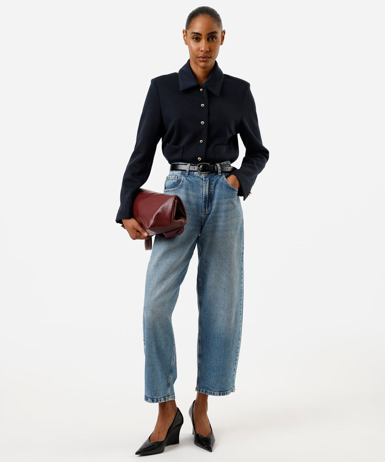 calça baggy feminina jeans azul