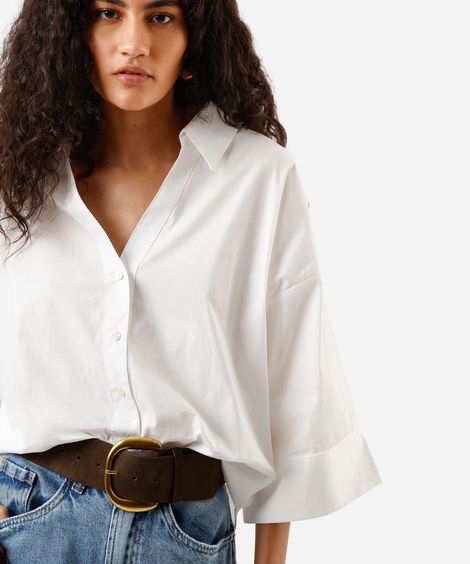 camisa oversized feminina de algodão off white