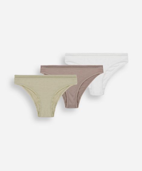 kit de 3 calcinhas biquíni feminina de viscose  - sortido (kit)