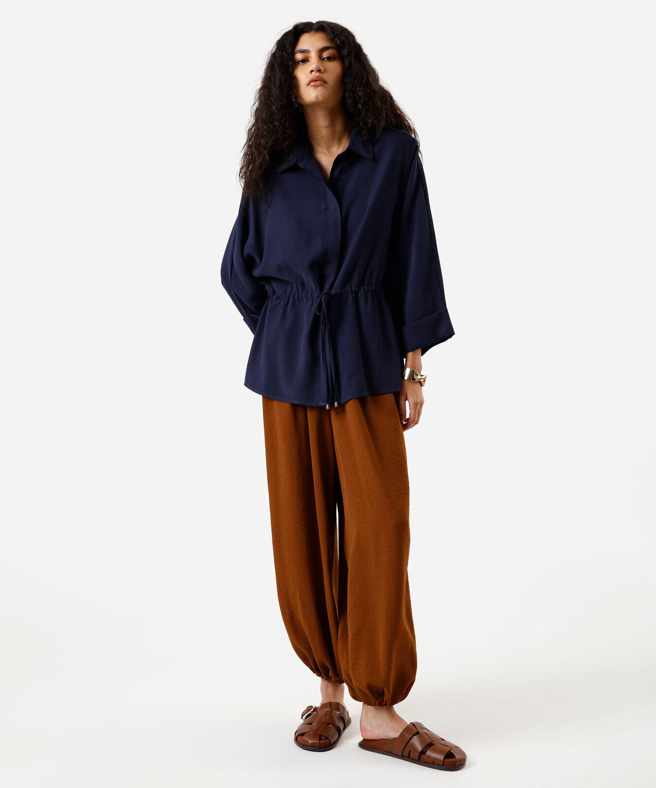 camisa parka feminina com viscose manga longa azul