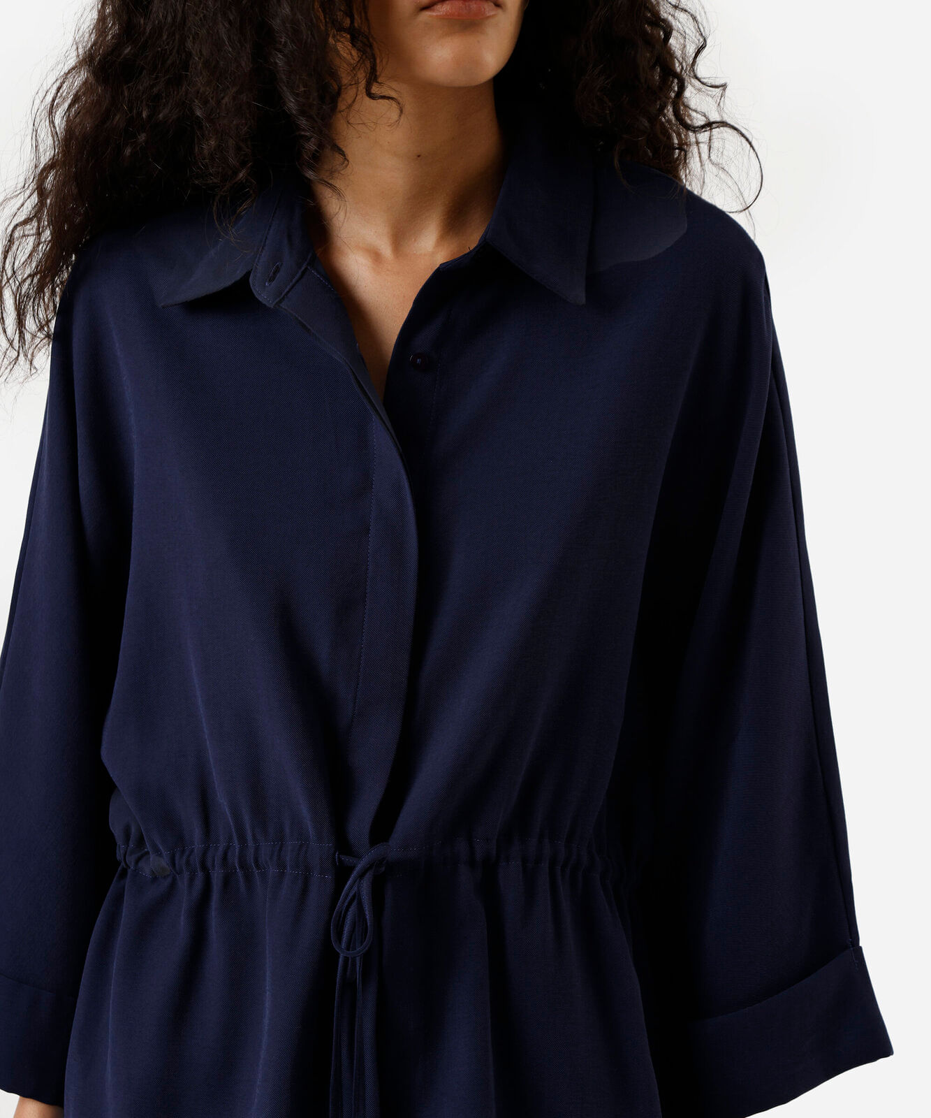 camisa parka feminina com viscose manga longa azul