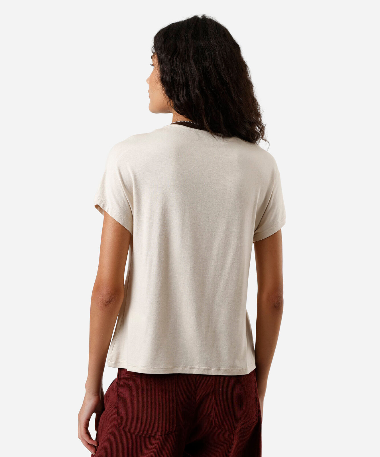 blusa feminina de viscose manga curta bege