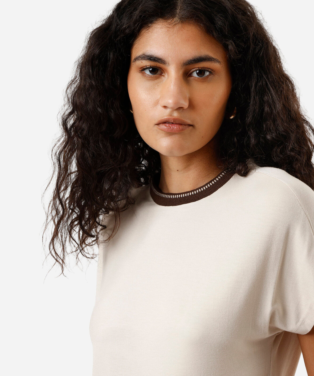 blusa feminina de viscose manga curta bege