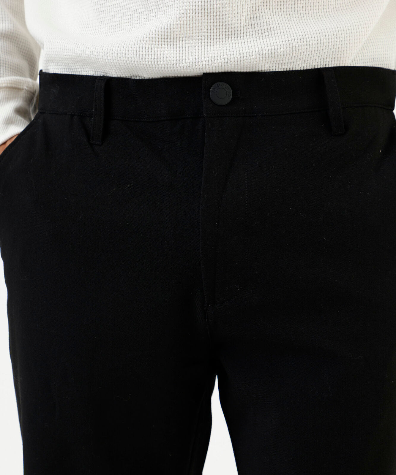 calça chino slim de alfaiataria masculina com elástico no cós preta