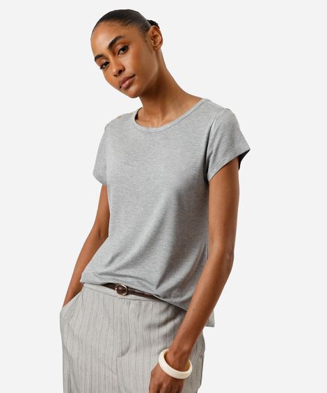 blusa feminina de viscose com botões cinza