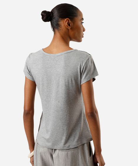 blusa feminina de viscose com botões cinza