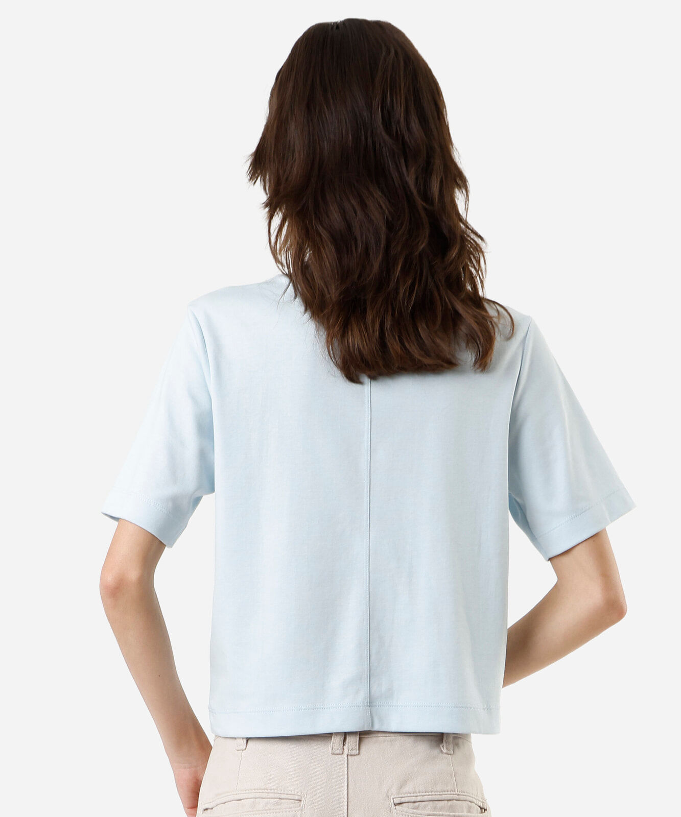 camiseta básica feminina de algodão peruano azul
