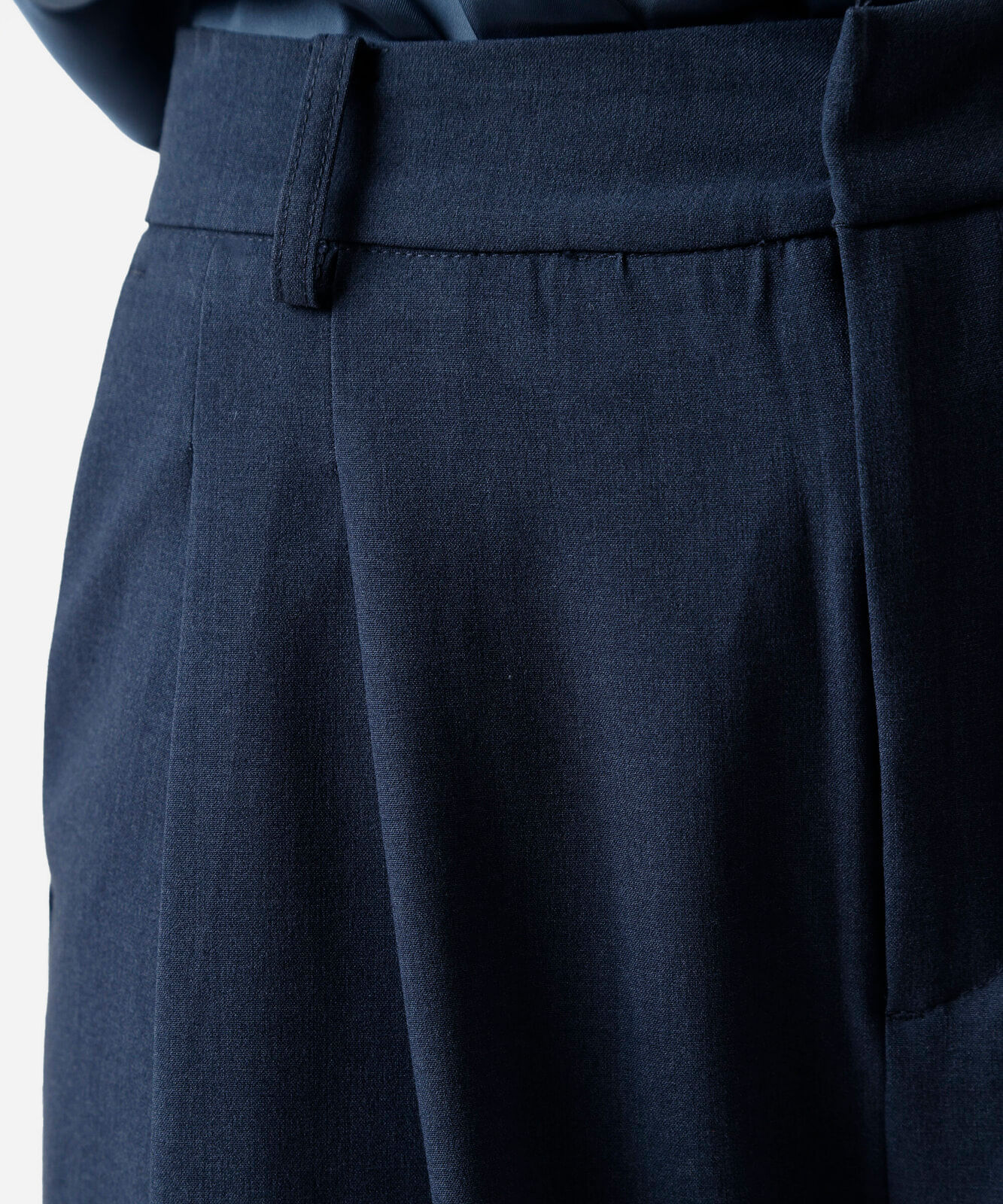 calça de alfaiataria wide leg feminina com pregas azul
