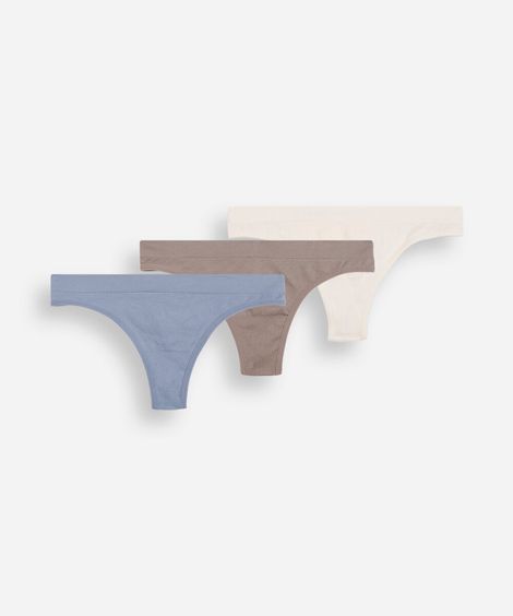 kit de 3 calcinhas fio dental feminina sem costura colorido