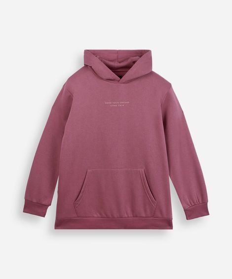 blusão de moletom juvenil com capuz estampada roxo