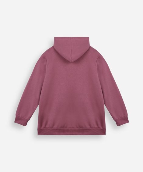 blusão de moletom juvenil com capuz estampada roxo