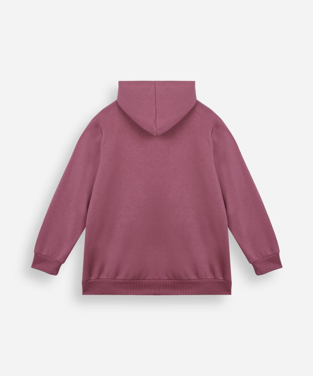 blusão de moletom juvenil com capuz estampada roxo