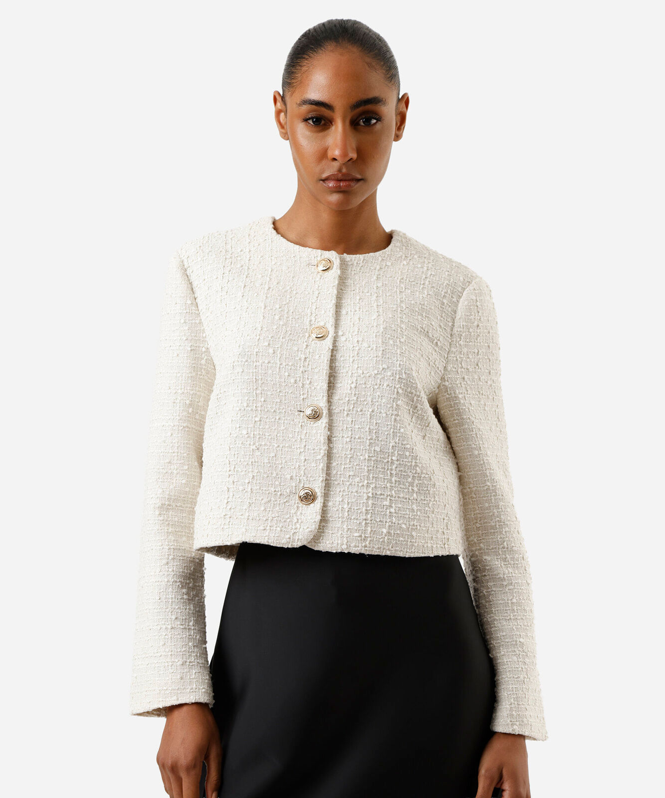 casaco feminino de tweed off white