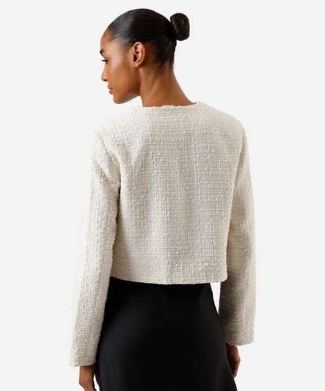casaco feminino de tweed off white