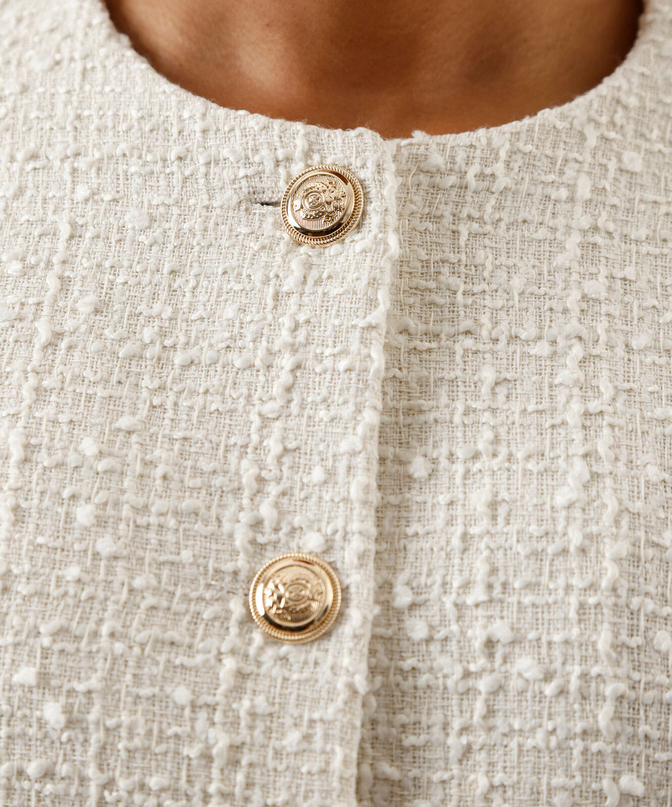 casaco feminino de tweed off white