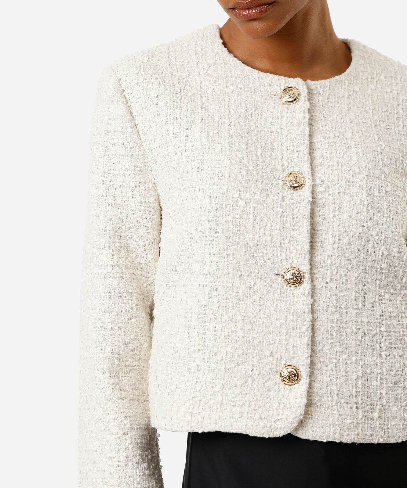 casaco feminino de tweed off white