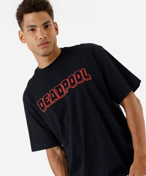 camiseta masculina de algodão deadpool preta