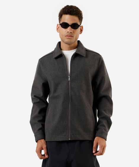 jaqueta masculina texturizada cinza