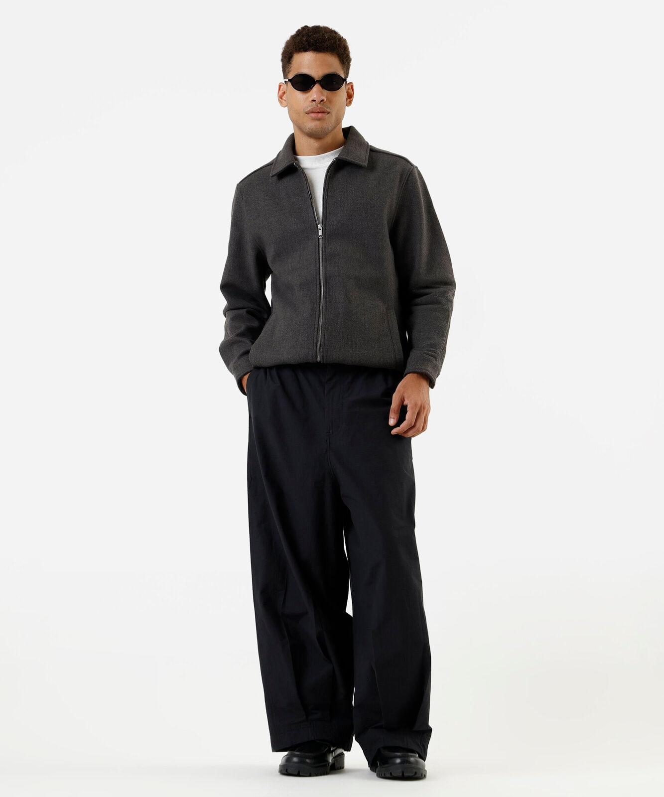 jaqueta masculina texturizada cinza