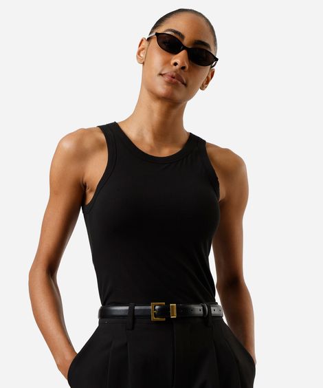 regata feminina cropped com bojo preta