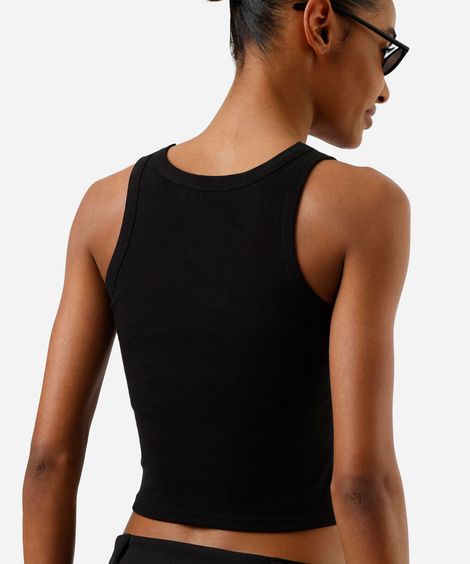 regata feminina cropped com bojo preta