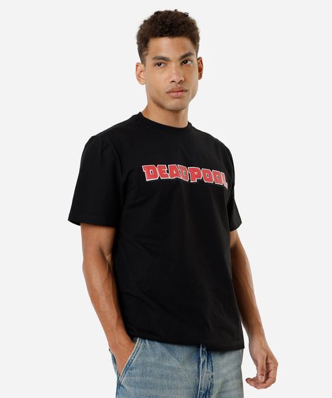 camiseta masculina de algodão deadpool preta