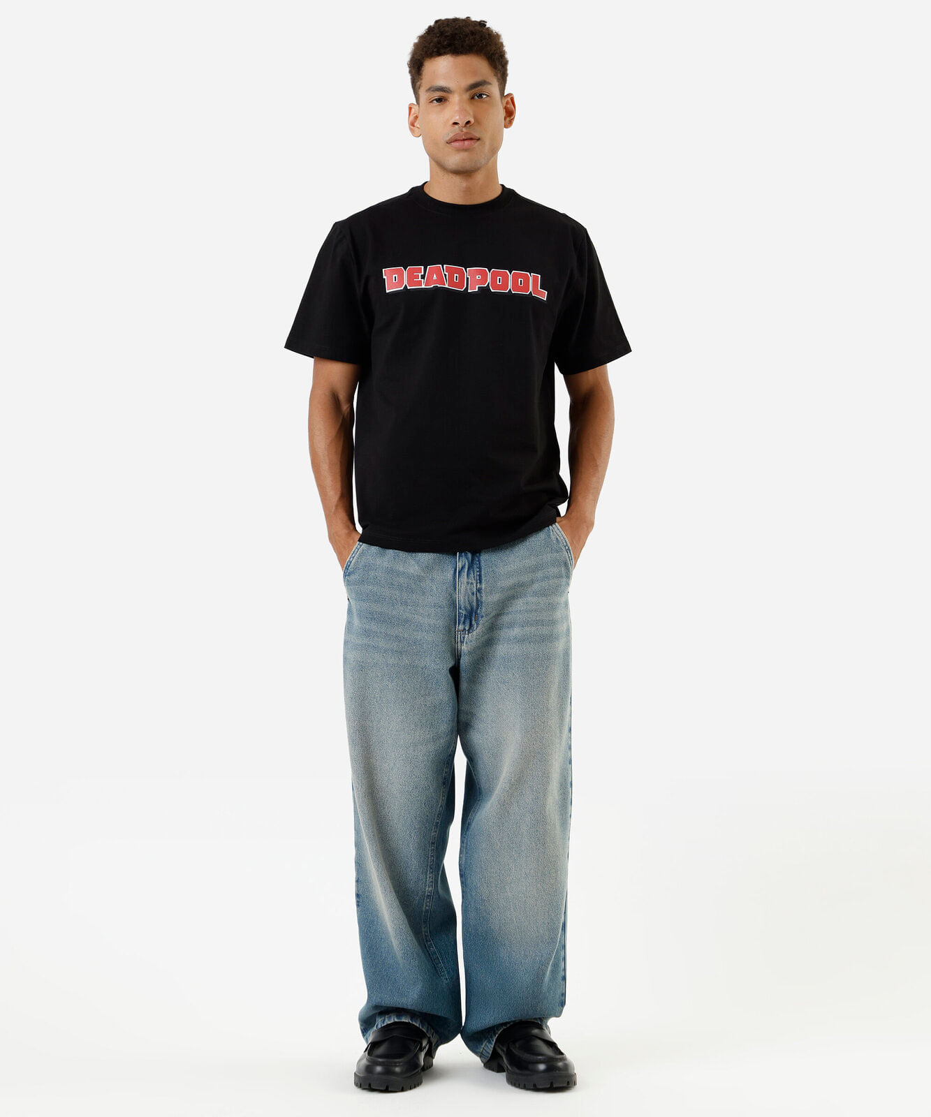 camiseta masculina de algodão deadpool preta