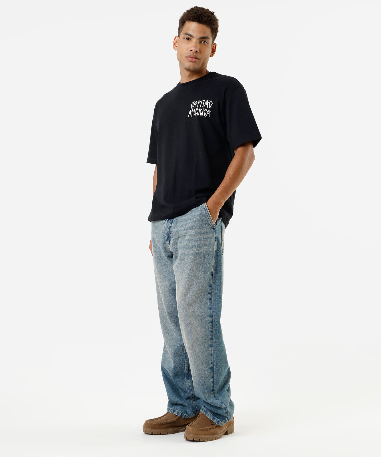 camiseta masculina de algodão capitão américa preta