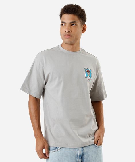 camiseta masculina de algodão wally cinza