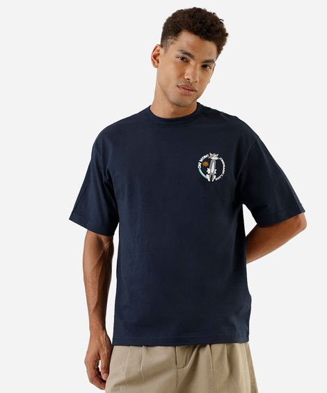 camiseta masculina de algodão tom e jerry azul