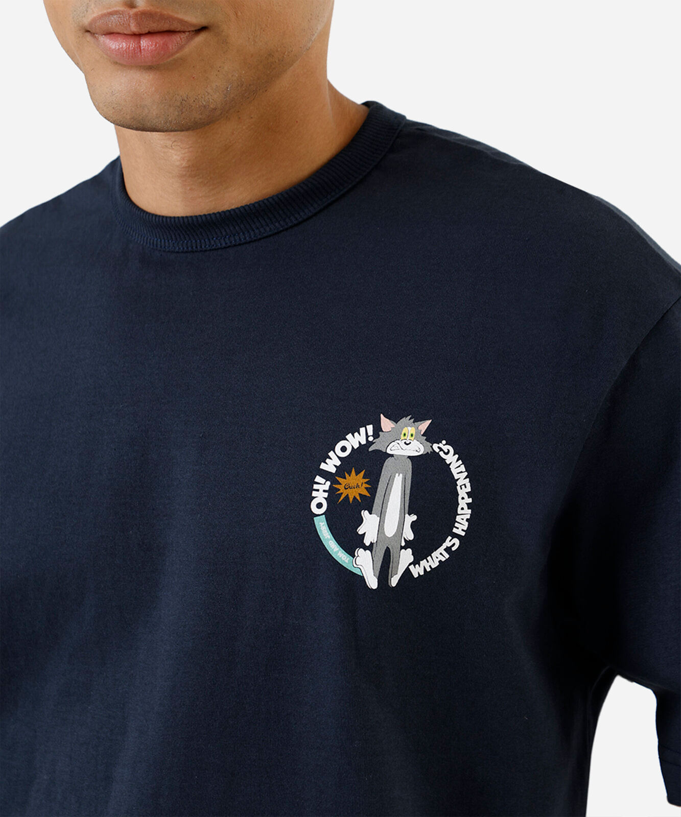 camiseta masculina de algodão tom e jerry azul