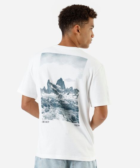 camiseta masculina com algodão estampada off white
