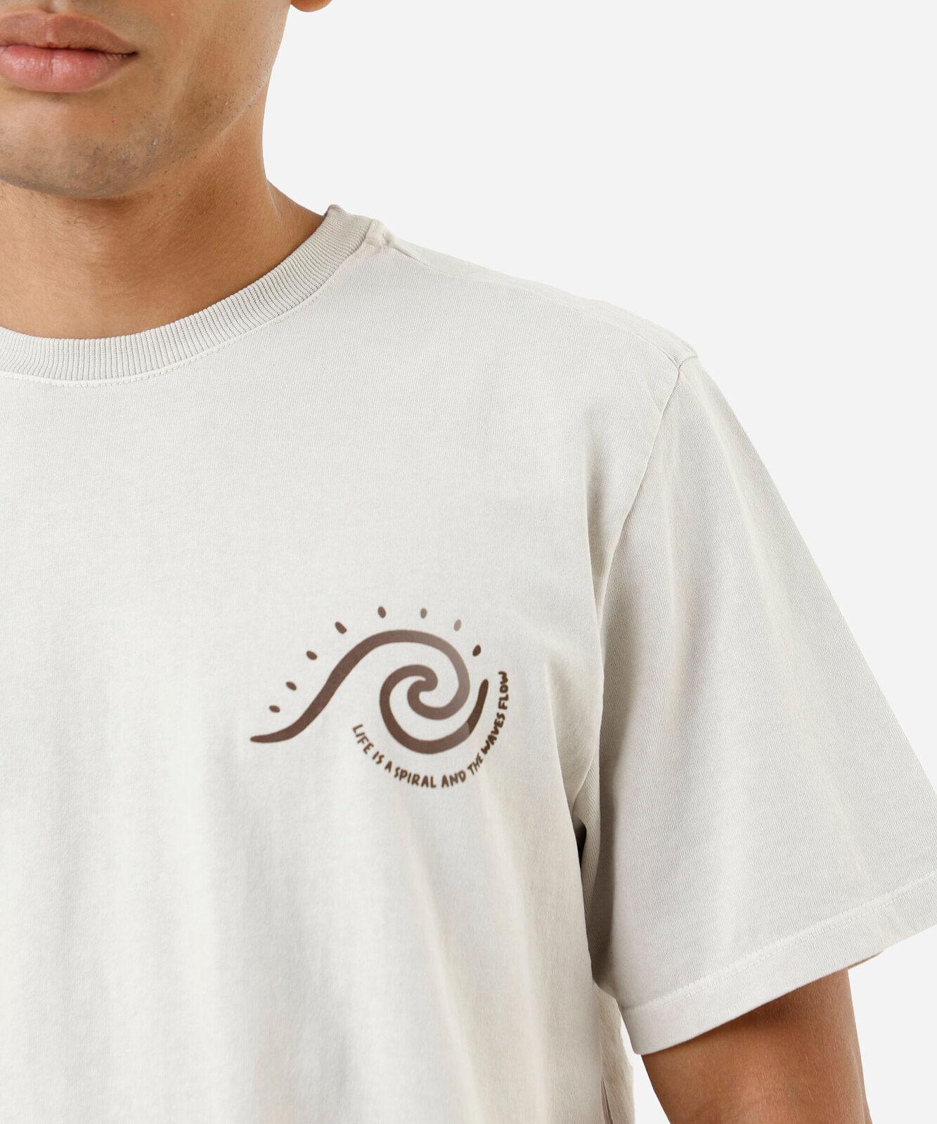 camiseta masculina de algodão estampada bege